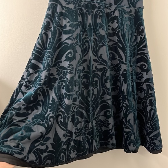 Green/Blue Velvet Dress - Picture 3 of 5